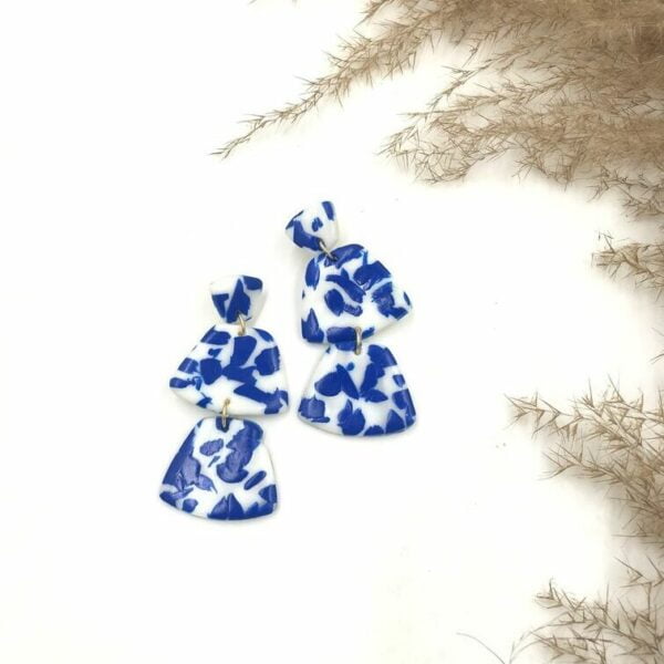 Blue Porcelain Long Earrings