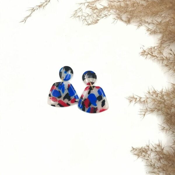 Sprinkle Party Clay Earrings in Blue Red & Black