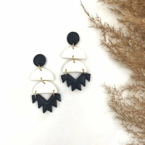 Aztec Black & White Earrings